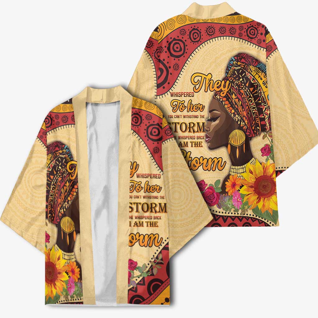 Black History Month Kimono African Woman Afro I Am The Storm - Wonder Print Shop