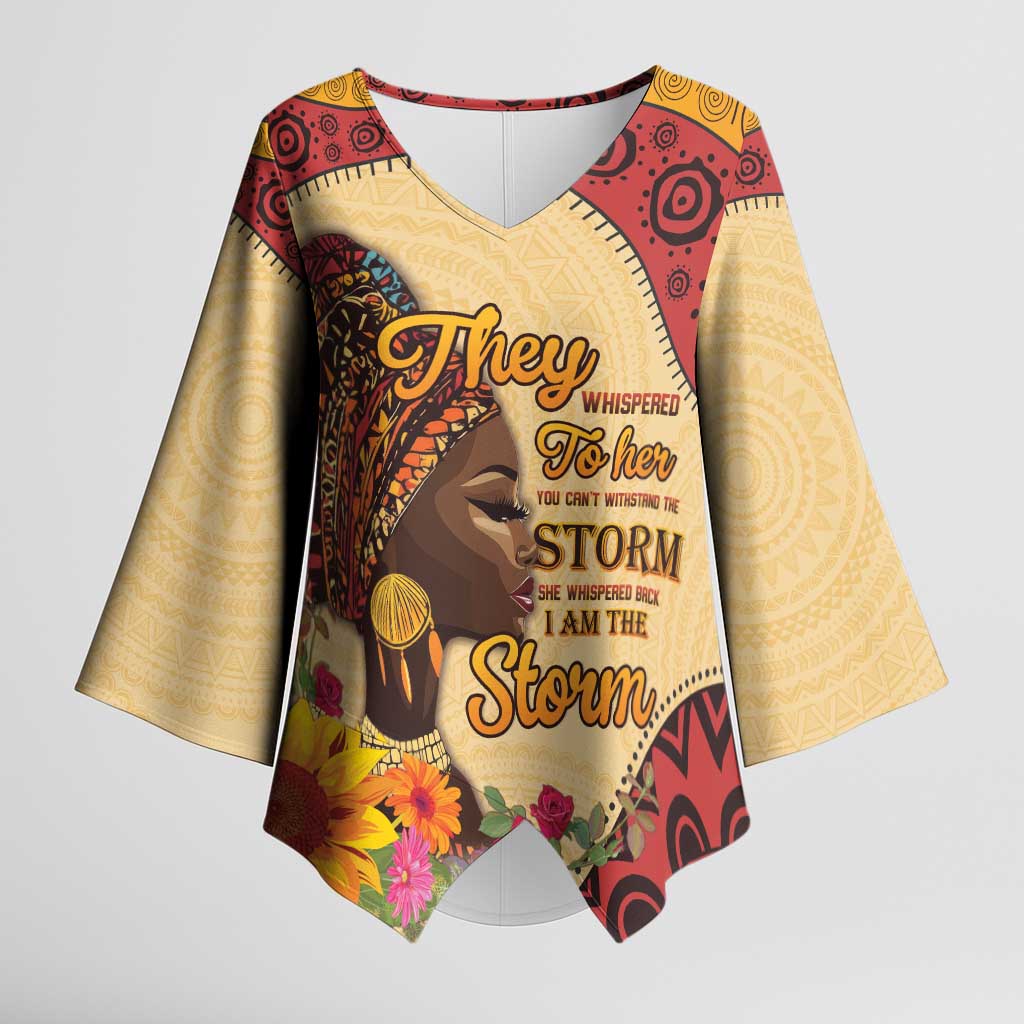 Black History Month Kimono Sleeve Blouse African Woman Afro I Am The Storm - Wonder Print Shop