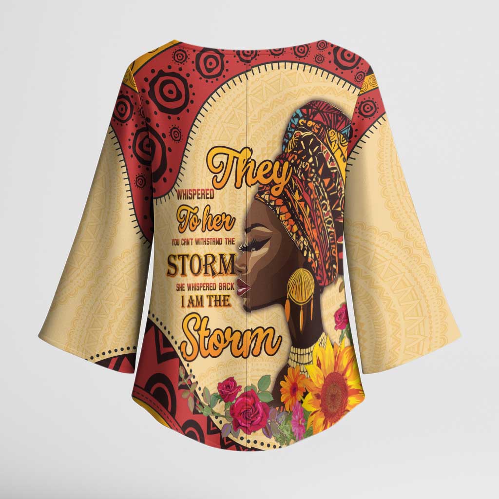 Black History Month Kimono Sleeve Blouse African Woman Afro I Am The Storm - Wonder Print Shop