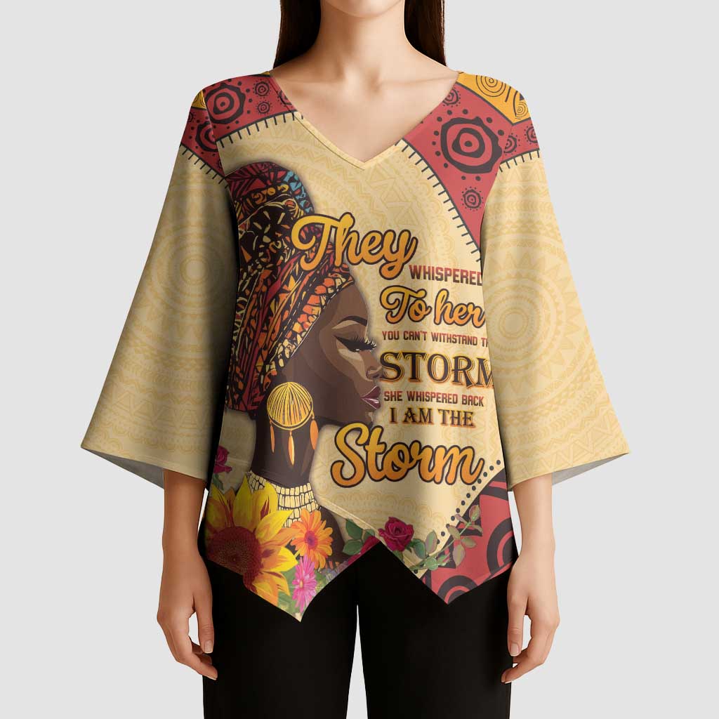 Black History Month Kimono Sleeve Blouse African Woman Afro I Am The Storm - Wonder Print Shop