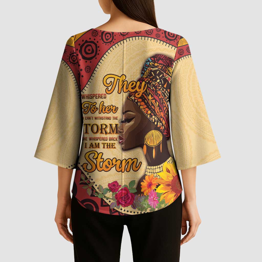 Black History Month Kimono Sleeve Blouse African Woman Afro I Am The Storm - Wonder Print Shop
