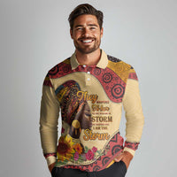 Black History Month Long Sleeve Polo Shirt African Woman Afro I Am The Storm - Wonder Print Shop