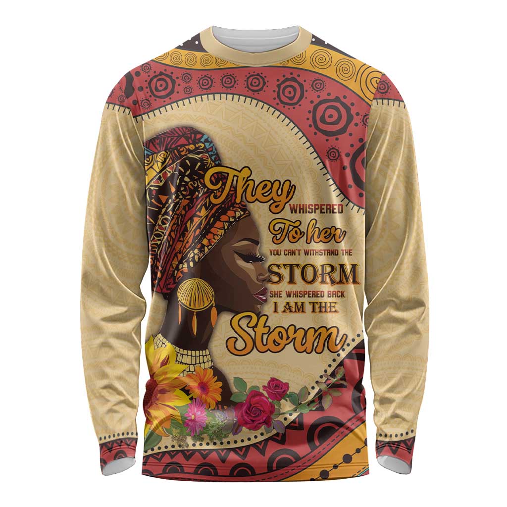 Black History Month Long Sleeve Shirt African Woman Afro I Am The Storm - Wonder Print Shop