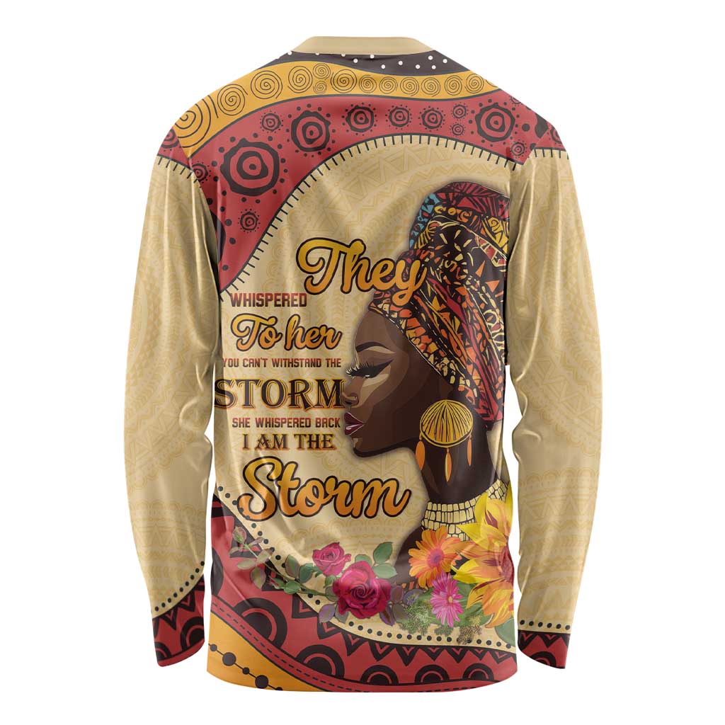 Black History Month Long Sleeve Shirt African Woman Afro I Am The Storm - Wonder Print Shop