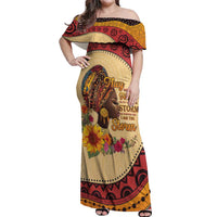 Black History Month Off Shoulder Maxi Dress African Woman Afro I Am The Storm - Wonder Print Shop