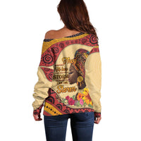 Black History Month Off Shoulder Sweater African Woman Afro I Am The Storm - Wonder Print Shop