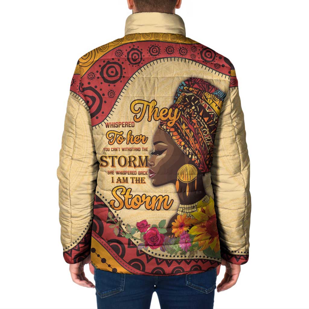 Black History Month Padded Jacket African Woman Afro I Am The Storm - Wonder Print Shop