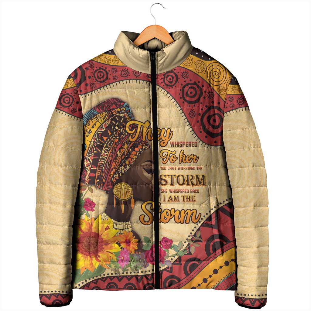 Black History Month Padded Jacket African Woman Afro I Am The Storm - Wonder Print Shop
