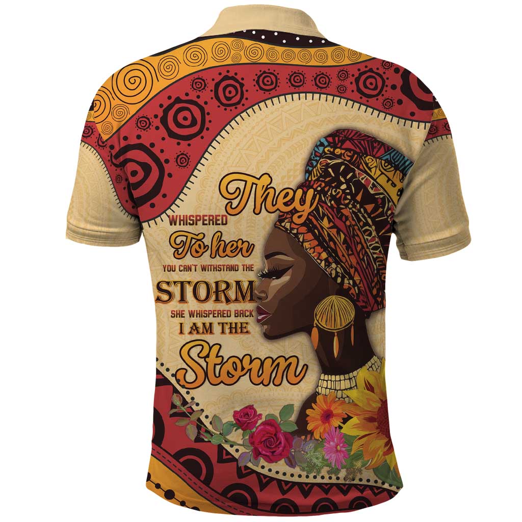 Black History Month Polo Shirt African Woman Afro I Am The Storm - Wonder Print Shop