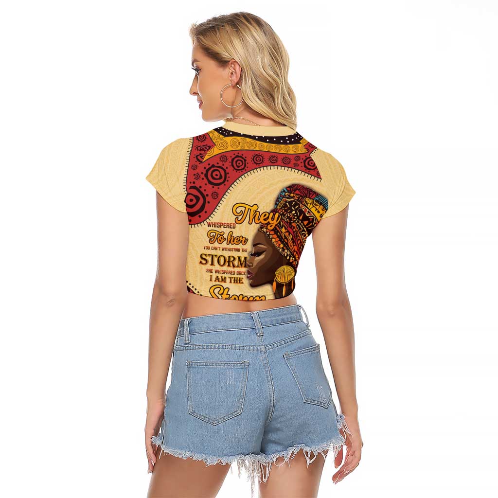 Black History Month Raglan Cropped T Shirt African Woman Afro I Am The Storm - Wonder Print Shop