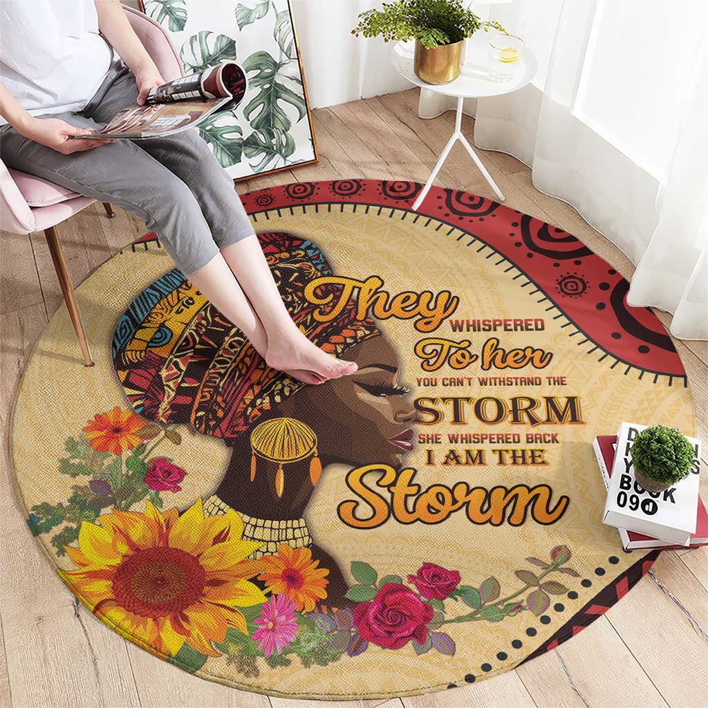 Black History Month Round Carpet African Woman Afro I Am The Storm - Wonder Print Shop