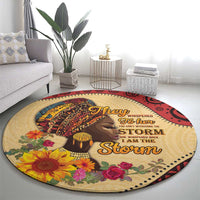 Black History Month Round Carpet African Woman Afro I Am The Storm - Wonder Print Shop