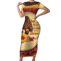 Black History Month Short Sleeve Bodycon Dress African Woman Afro I Am The Storm - Wonder Print Shop