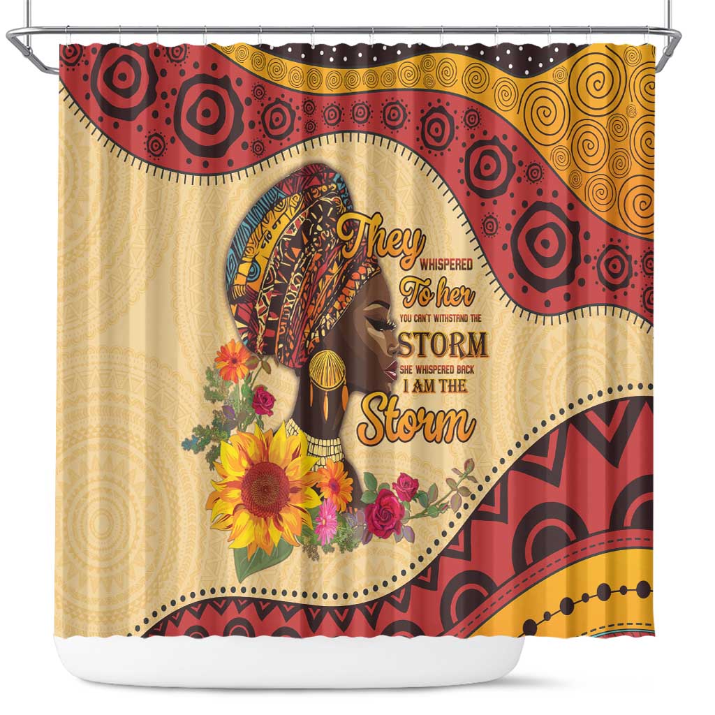 Black History Month Shower Curtain African Woman Afro I Am The Storm - Wonder Print Shop