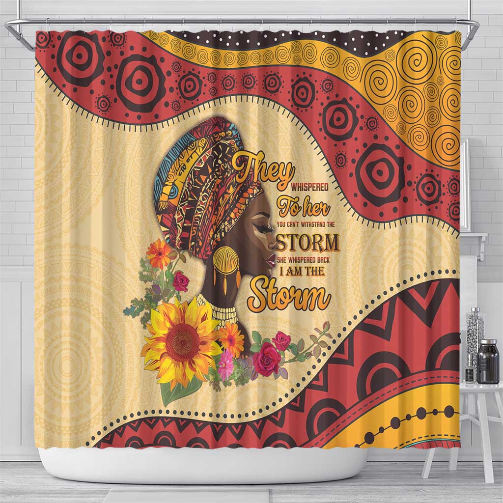 Black History Month Shower Curtain African Woman Afro I Am The Storm - Wonder Print Shop