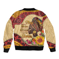 Black History Month Sleeve Zip Bomber Jacket African Woman Afro I Am The Storm - Wonder Print Shop