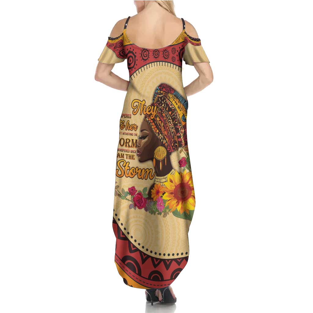 Black History Month Summer Maxi Dress African Woman Afro I Am The Storm - Wonder Print Shop
