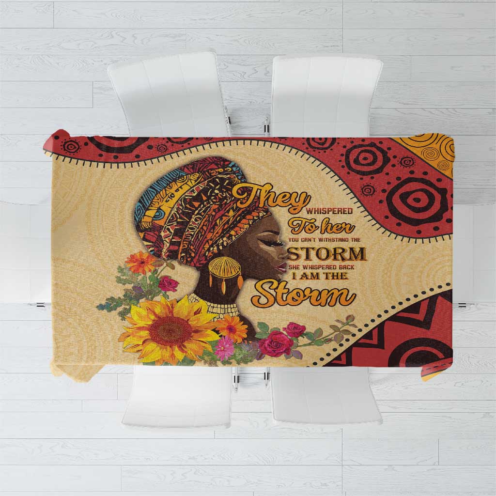 Black History Month Tablecloth African Woman Afro I Am The Storm - Wonder Print Shop
