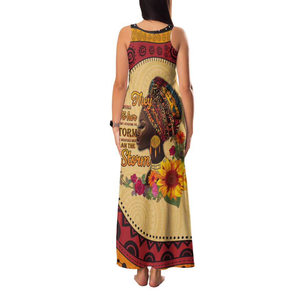 Black History Month Tank Maxi Dress African Woman Afro I Am The Storm - Wonder Print Shop