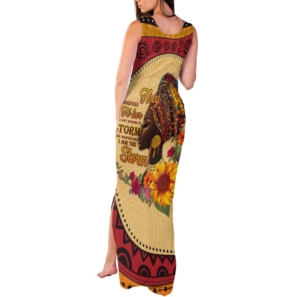 Black History Month Tank Maxi Dress African Woman Afro I Am The Storm - Wonder Print Shop