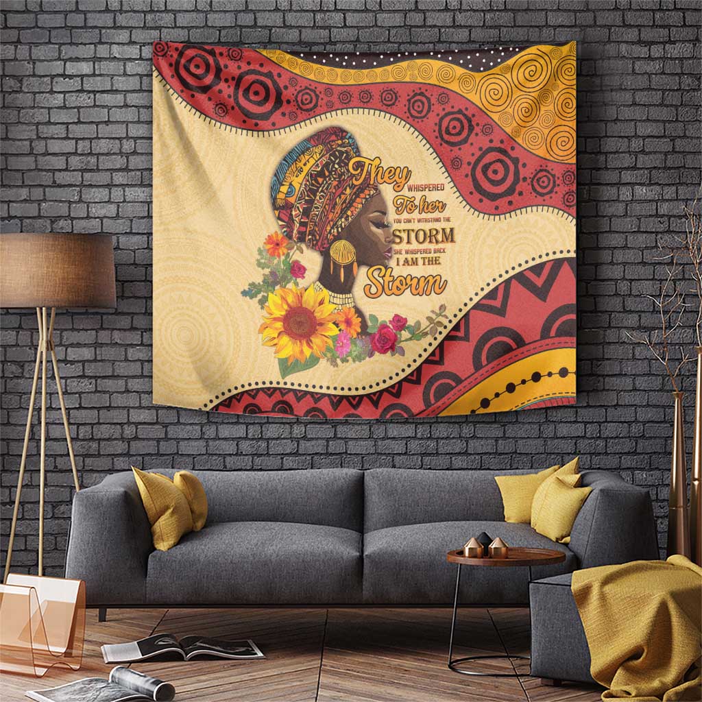 Black History Month Tapestry African Woman Afro I Am The Storm - Wonder Print Shop