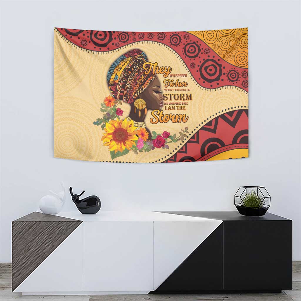 Black History Month Tapestry African Woman Afro I Am The Storm - Wonder Print Shop