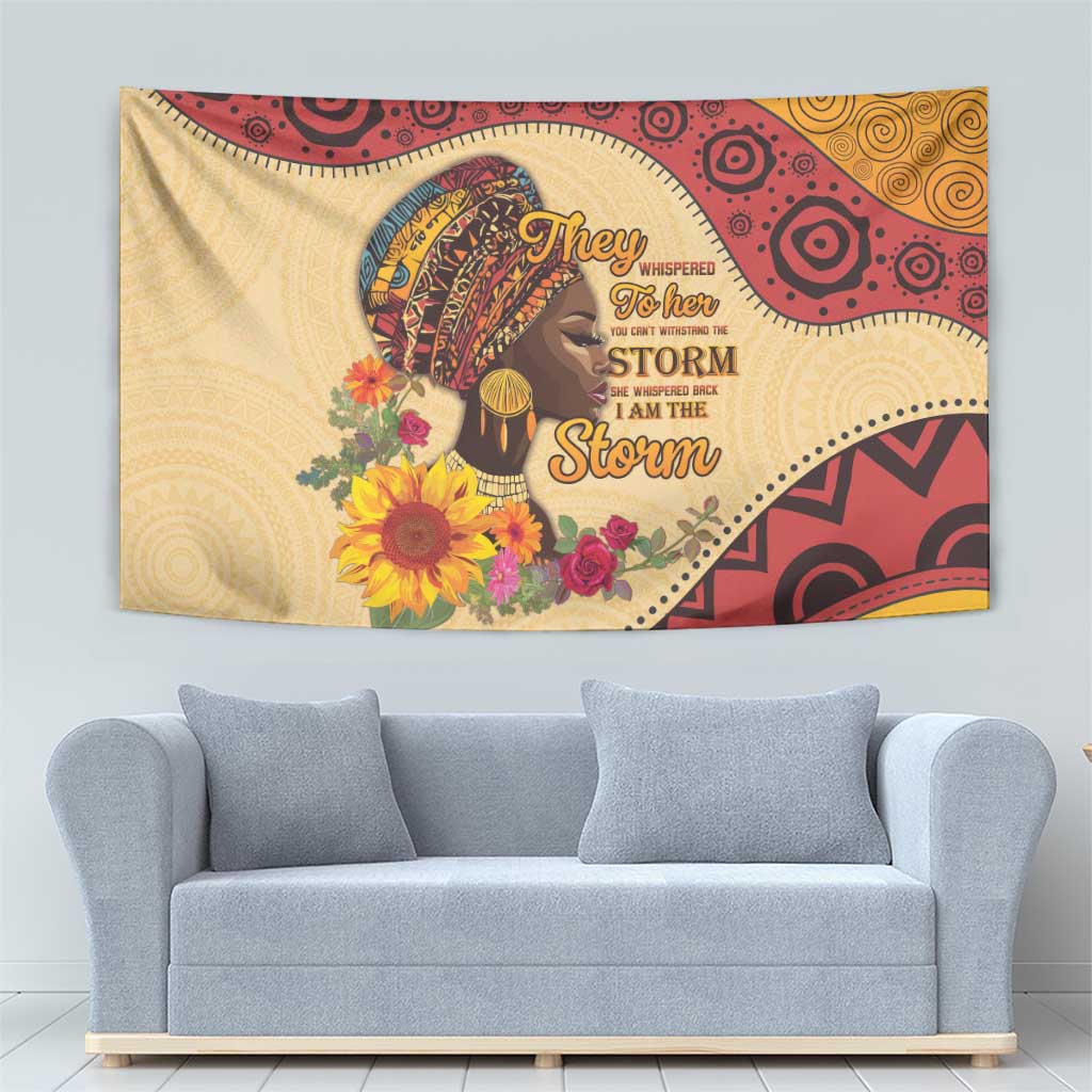 Black History Month Tapestry African Woman Afro I Am The Storm - Wonder Print Shop