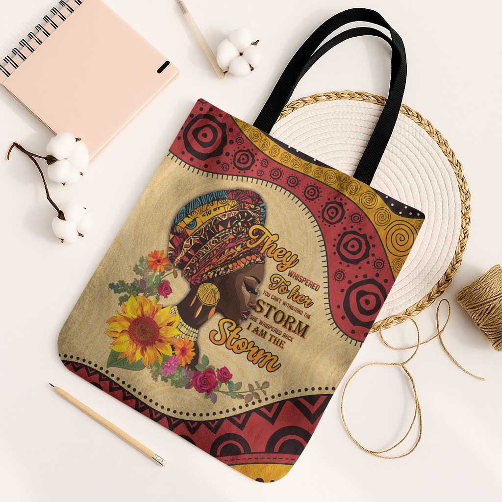 Black History Month Tote Bag African Woman Afro I Am The Storm - Wonder Print Shop