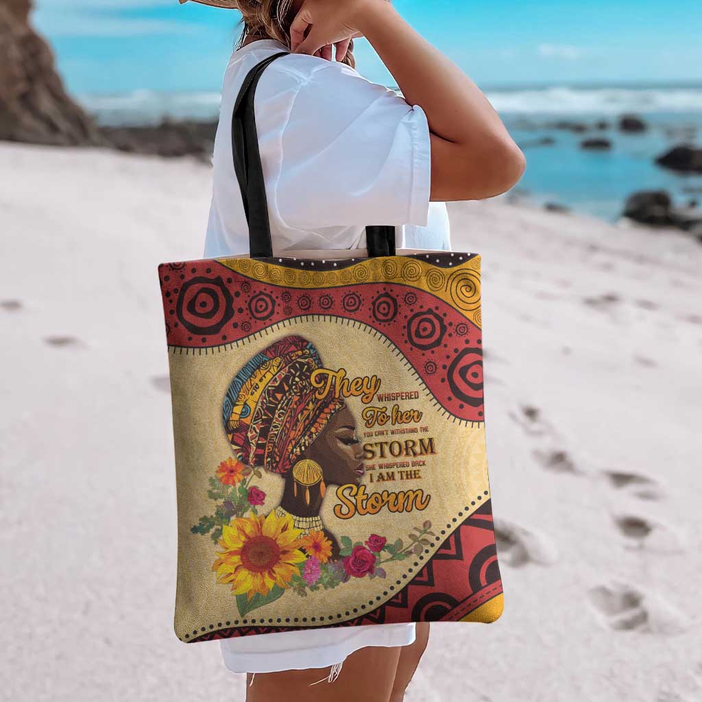 Black History Month Tote Bag African Woman Afro I Am The Storm - Wonder Print Shop