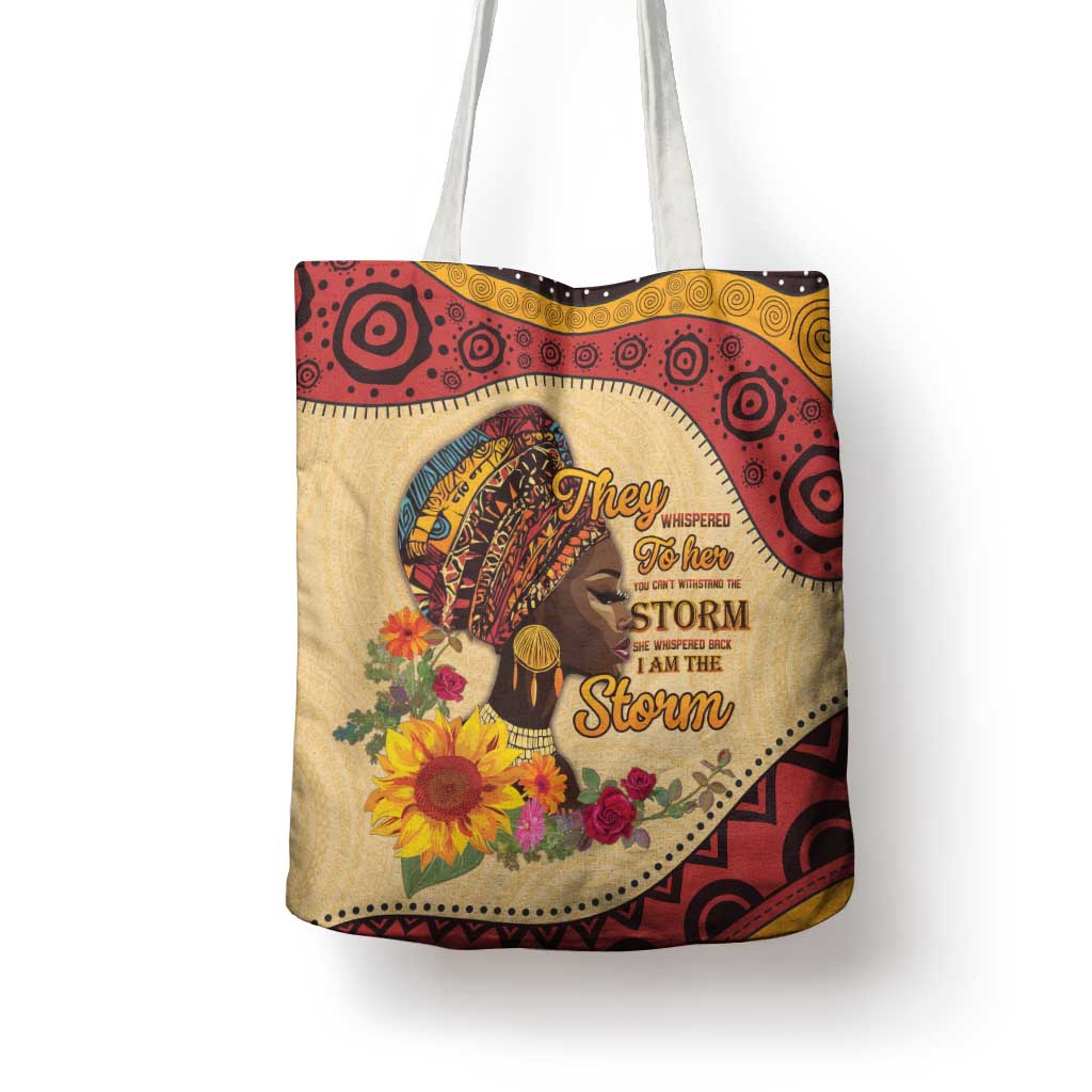 Black History Month Tote Bag African Woman Afro I Am The Storm - Wonder Print Shop