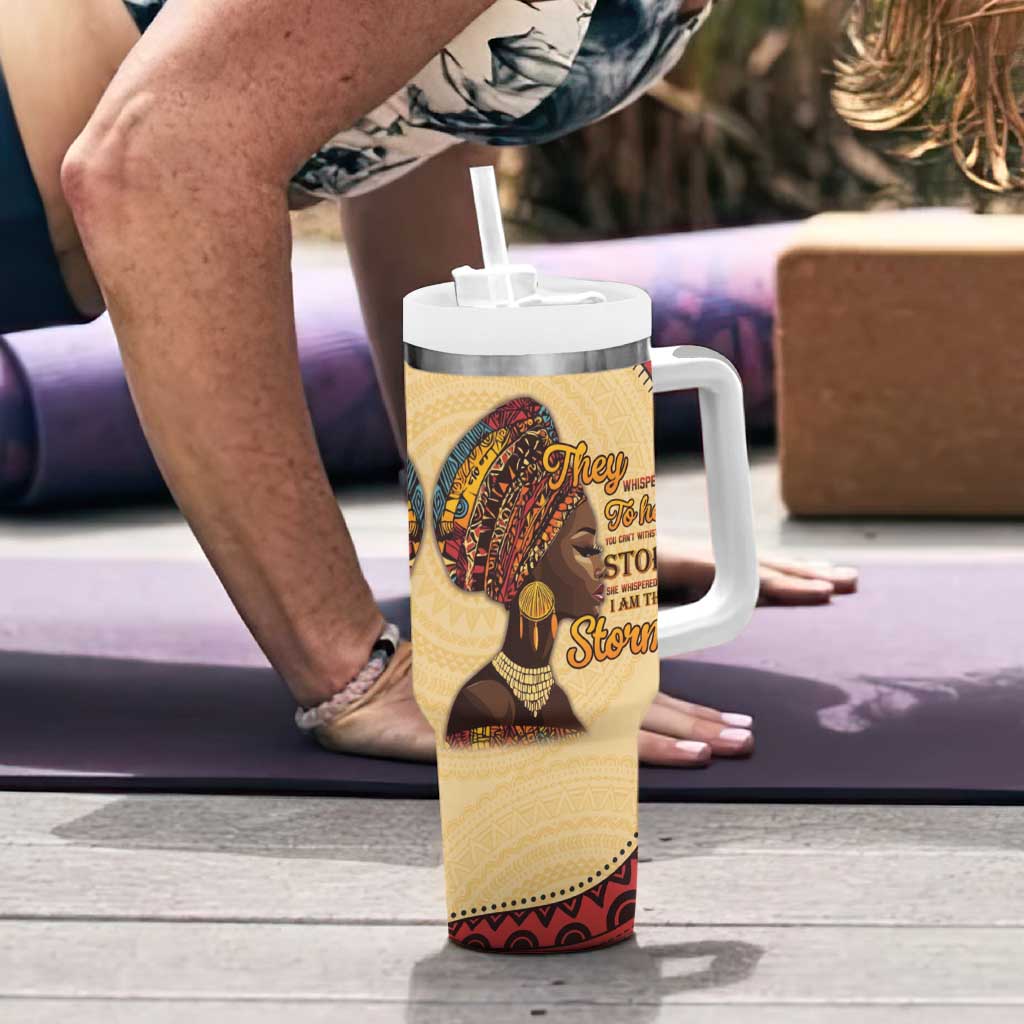 Black History Month Tumbler With Handle African Woman Afro I Am The Storm - Wonder Print Shop