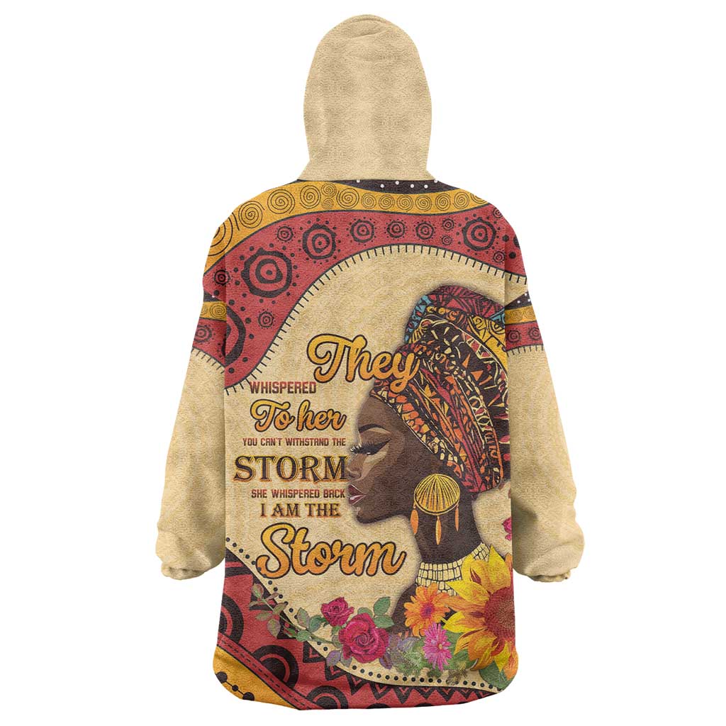 Black History Month Wearable Blanket Hoodie African Woman Afro I Am The Storm - Wonder Print Shop
