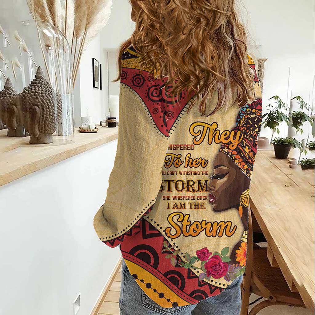 Black History Month Women Casual Shirt African Woman Afro I Am The Storm - Wonder Print Shop
