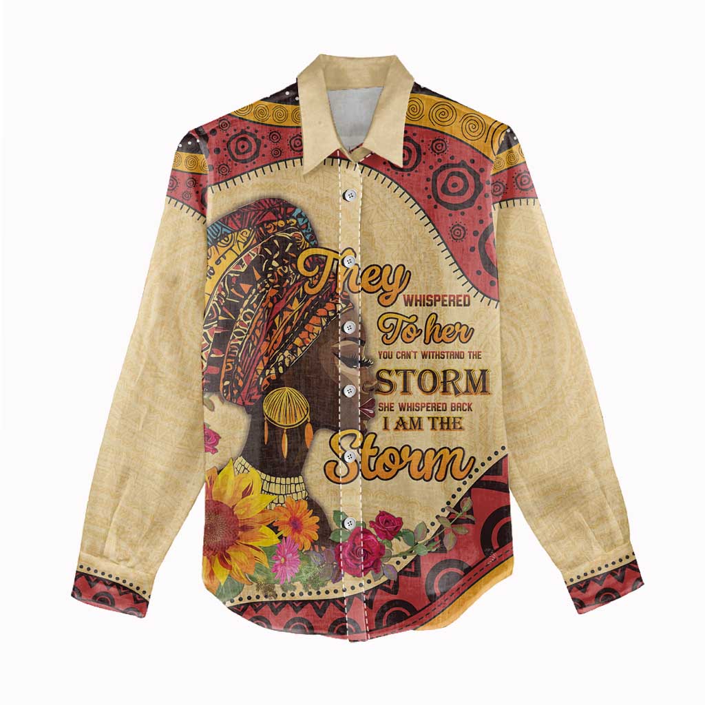 Black History Month Women Casual Shirt African Woman Afro I Am The Storm - Wonder Print Shop