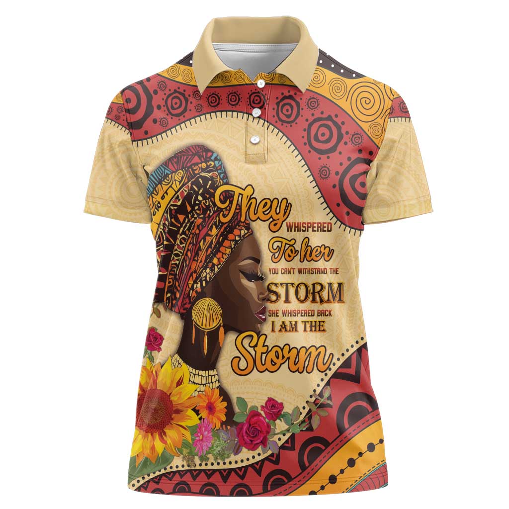 Black History Month Women Polo Shirt African Woman Afro I Am The Storm - Wonder Print Shop