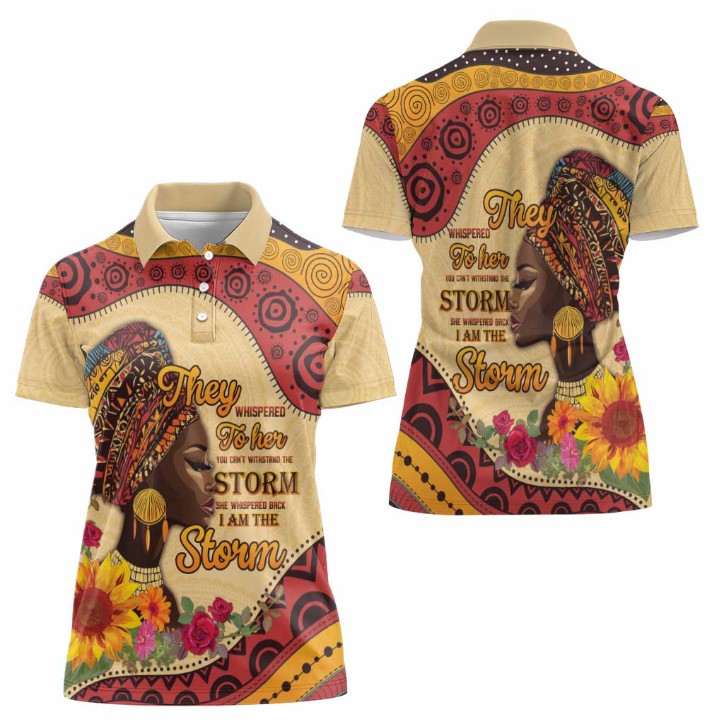 Black History Month Women Polo Shirt African Woman Afro I Am The Storm - Wonder Print Shop