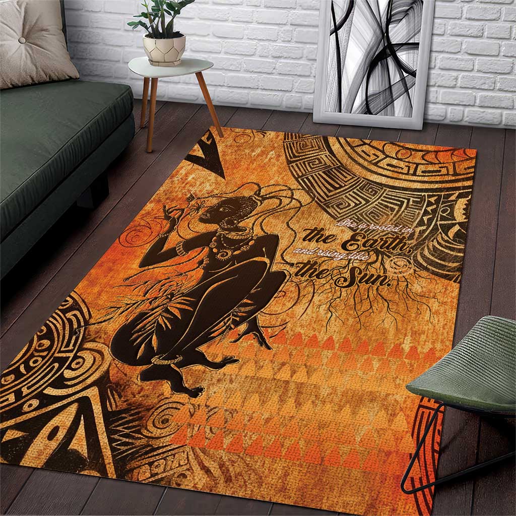 African Women Area Rug She Is Rooted In The Earth and Rising Like The Sun - Wonder Print Shop