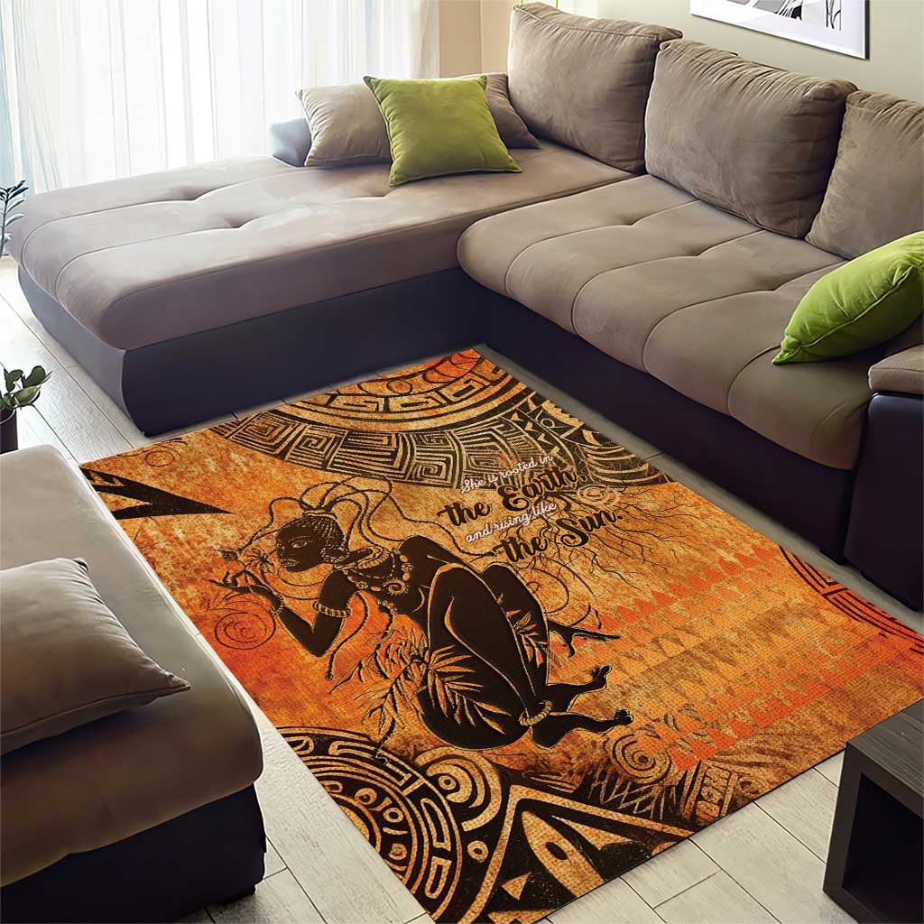 African Women Area Rug She Is Rooted In The Earth and Rising Like The Sun - Wonder Print Shop