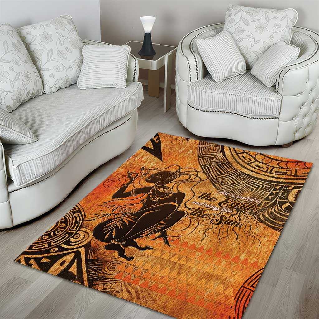 African Women Area Rug She Is Rooted In The Earth and Rising Like The Sun - Wonder Print Shop
