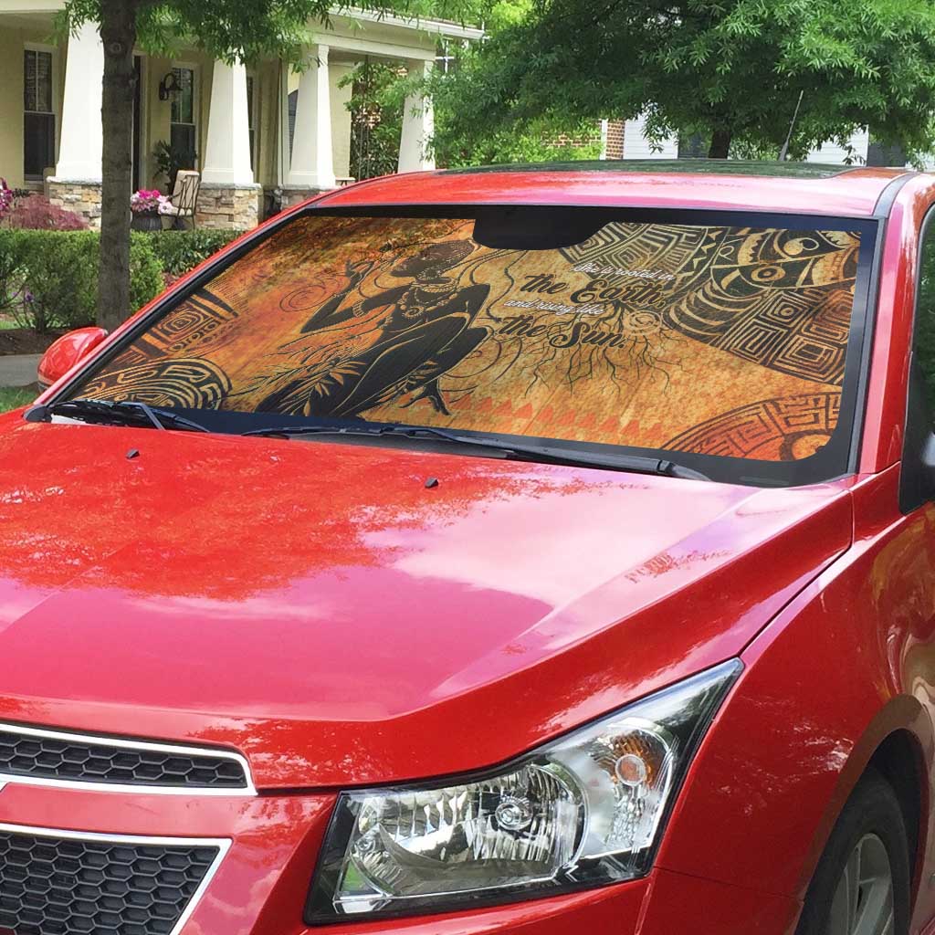 African Women Auto Sun Shade She Is Rooted In The Earth and Rising Like The Sun - Wonder Print Shop