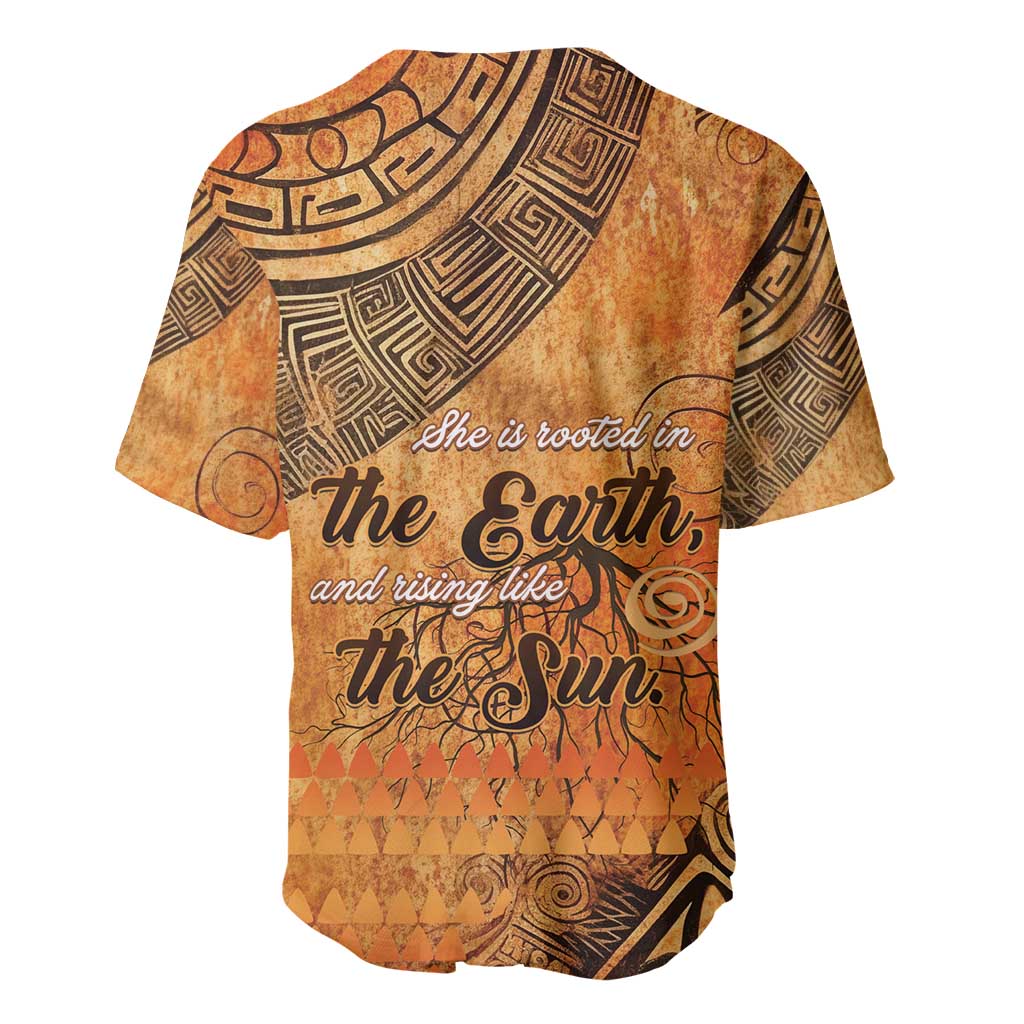 African Women Baseball Jersey She Is Rooted In The Earth and Rising Like The Sun - Wonder Print Shop