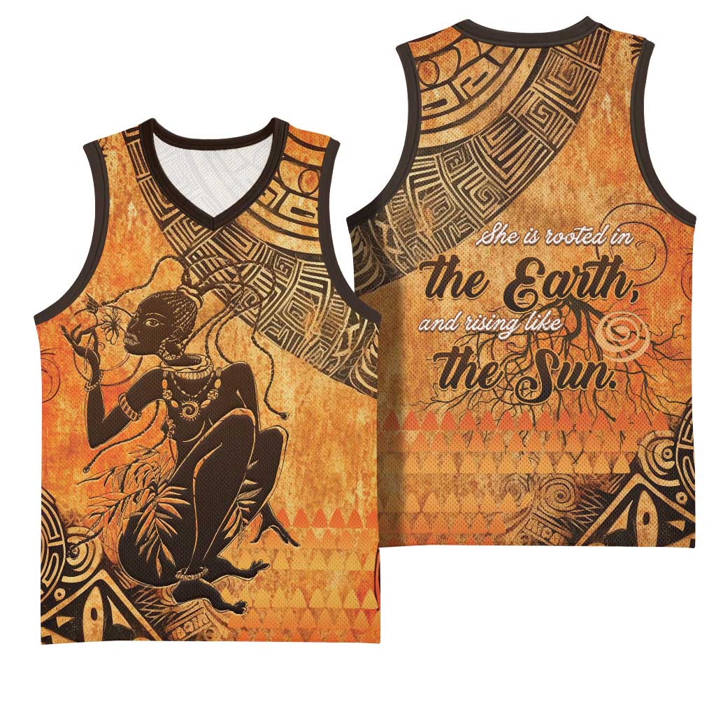 African Women Basketball Jersey She Is Rooted In The Earth and Rising Like The Sun - Wonder Print Shop
