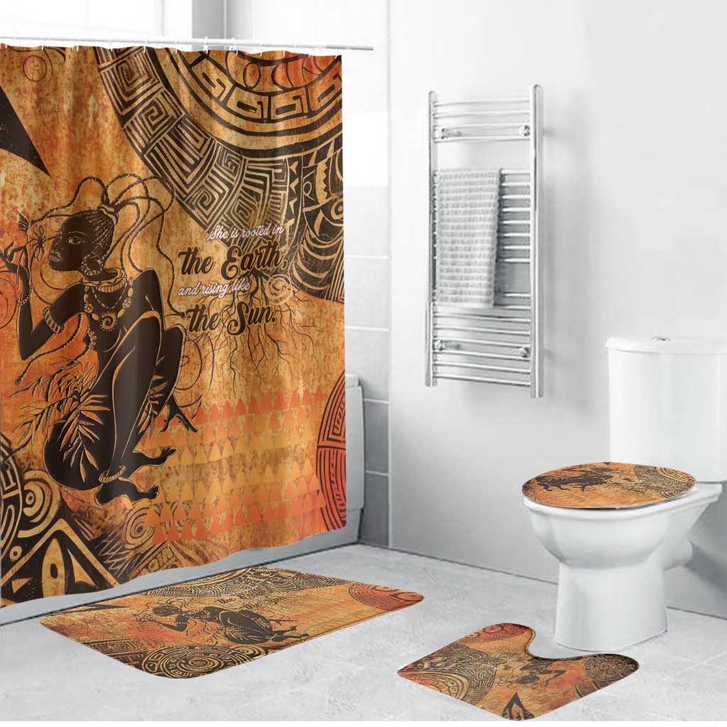 African Women Bathroom Set She Is Rooted In The Earth and Rising Like The Sun - Wonder Print Shop