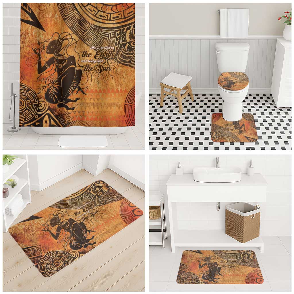African Women Bathroom Set She Is Rooted In The Earth and Rising Like The Sun - Wonder Print Shop