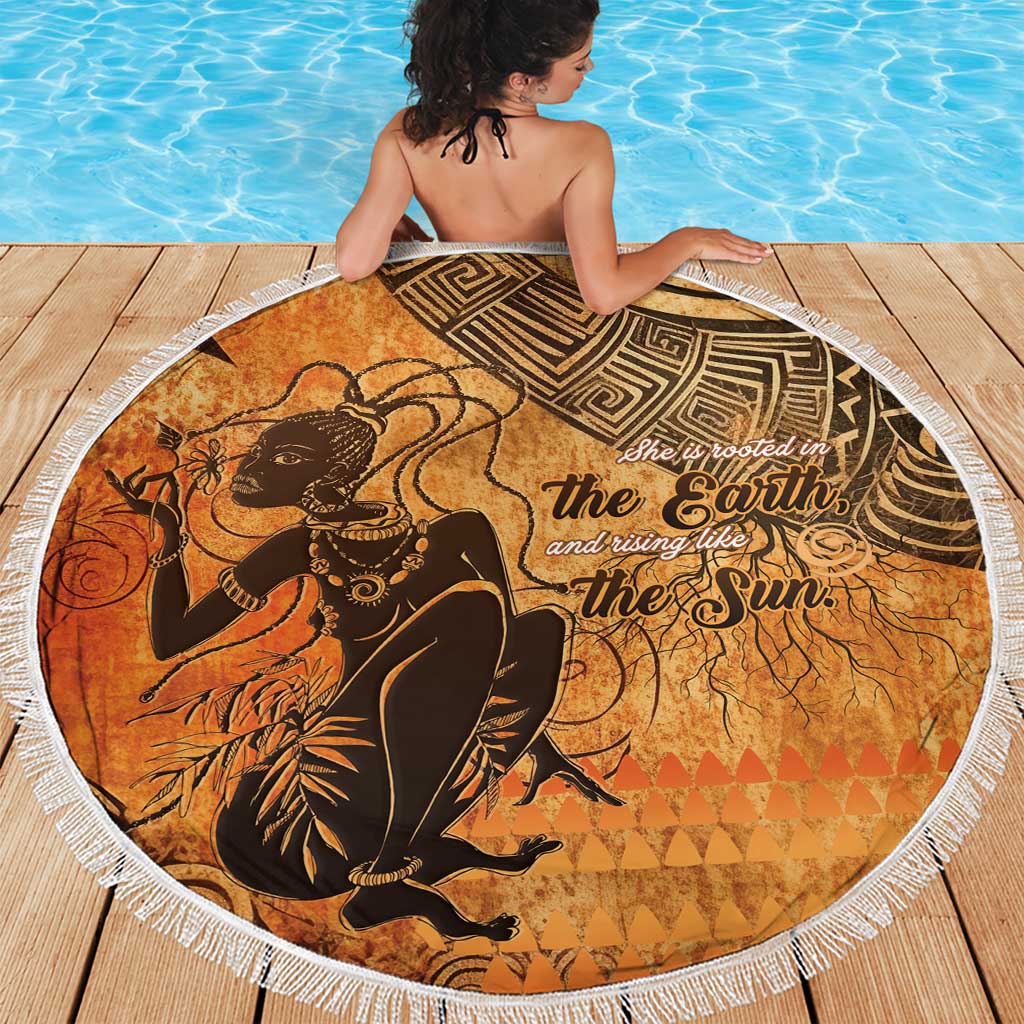 African Women Beach Blanket She Is Rooted In The Earth and Rising Like The Sun - Wonder Print Shop