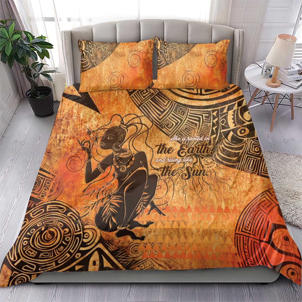 African Women Bedding Set She Is Rooted In The Earth and Rising Like The Sun - Wonder Print Shop