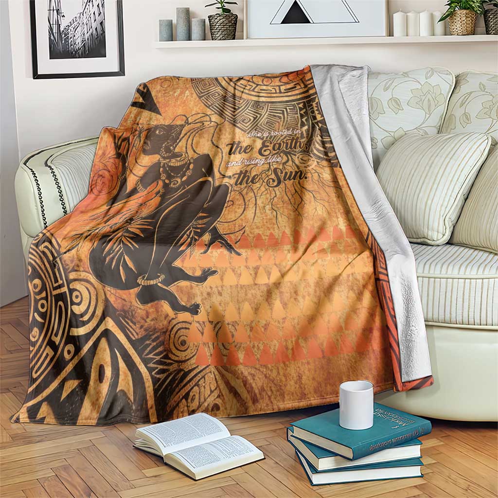 African Women Blanket She Is Rooted In The Earth and Rising Like The Sun - Wonder Print Shop