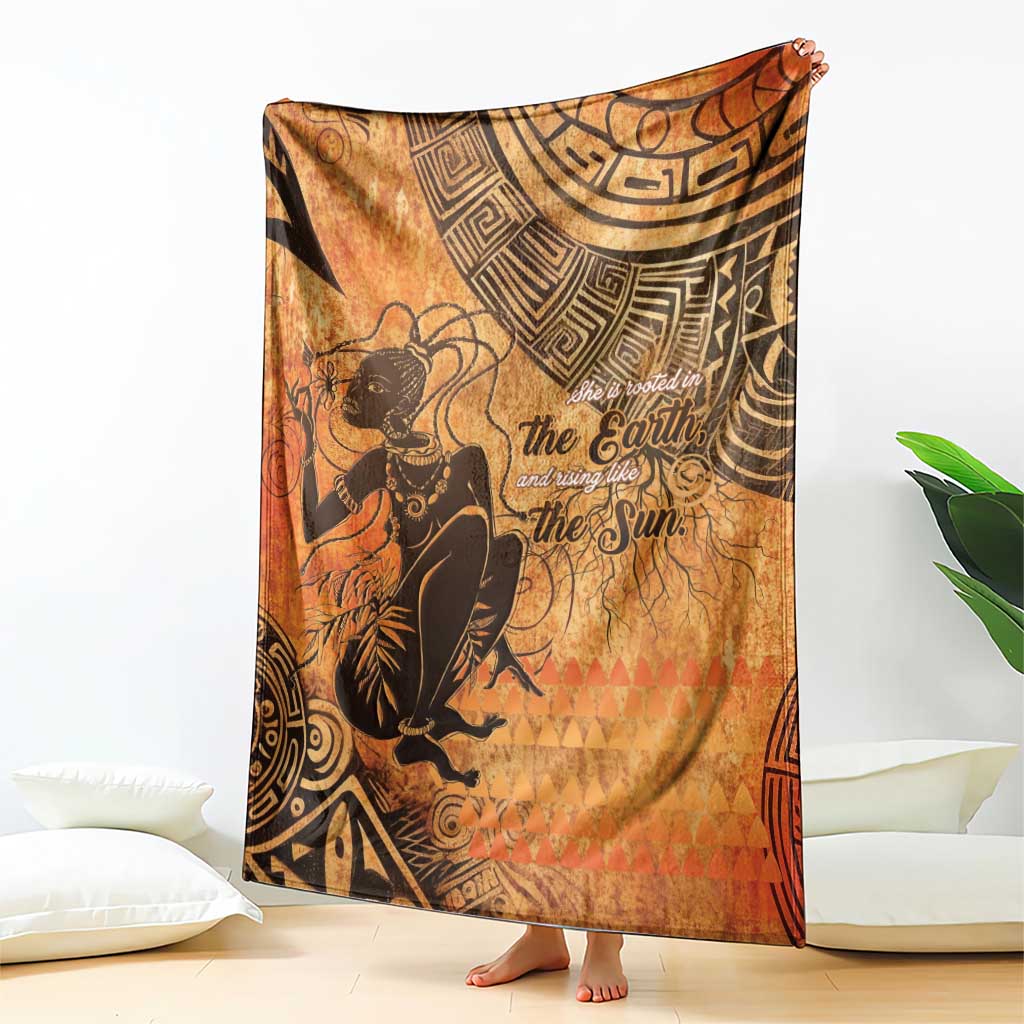 African Women Blanket She Is Rooted In The Earth and Rising Like The Sun - Wonder Print Shop