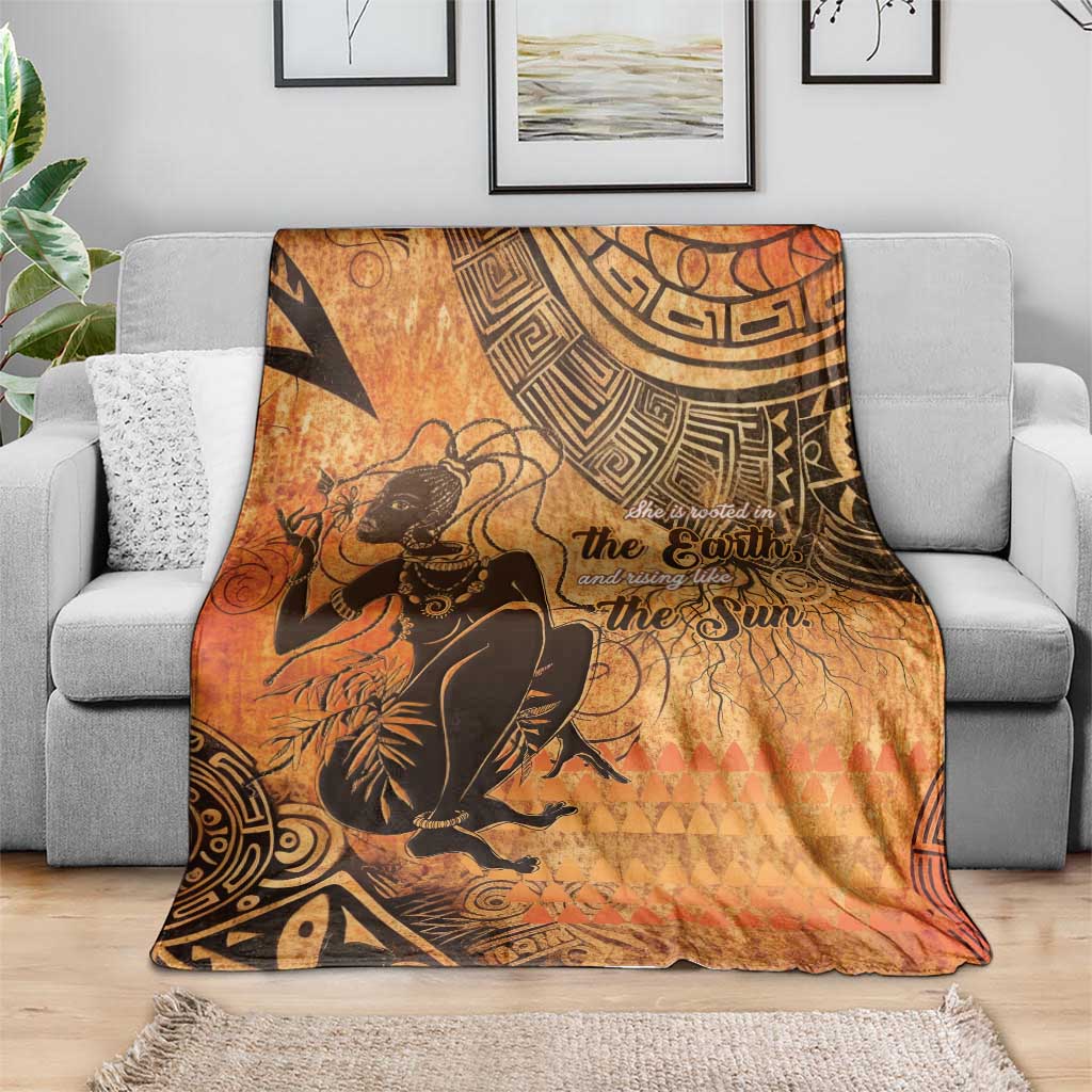 African Women Blanket She Is Rooted In The Earth and Rising Like The Sun - Wonder Print Shop