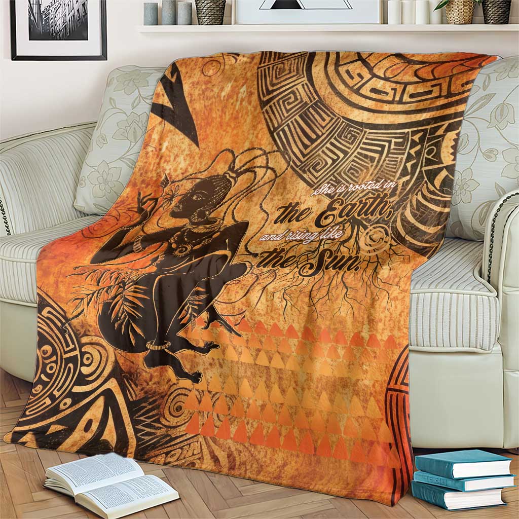 African Women Blanket She Is Rooted In The Earth and Rising Like The Sun - Wonder Print Shop